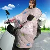 Manta Cortavientos para Invierno, Algodón Blanco con Forro de Felpa, Manta Cortavientos Engrosada, Cubierta Cortavientos de Dibujos Animados para Patinetes Eléctricos, Manta Cortavientos para Vehículos Eléctricos