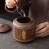 Lata de Té Retro Cerámica Hogareña Lata Sellada Lata de Té Arena Púrpura Pu'Er Sellado Medio Caja de Té de Almacenamiento para el Hogar