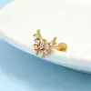 Aretes Perforados de Acero de Titanio Verticales para Agujeros de Oreja Aretes de Hélice de Acero Inoxidable con Circonita Joyería para Piercings Aretes de Flor para Labio con Rosca Externa