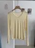 Kekezoon 2026 Nuevo Producto de Principios de Otoño Camisa de Manga Larga de Color Sólido con Cuello en V, Ajuste Delgado, de Lyocell, para Usar como Capa Interior 8279