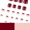 Uñas de Pie Usables Rojas Sencillas, Uñas Cuadradas Cortas, Uñas Rojas Estilo Francés de Venta Caliente Transfronteriza, Piezas de Uñas de Pie Usables al por Mayor