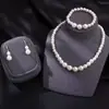 Moda Nueva Transfronteriza Joyería Europea y Americana Collar de Perlas de Imitación Simple Pendientes Elegante Retro Conjunto de Collar Nupcial
