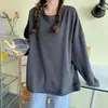 [Suéter de 6 cores com veludo] outono e inverno básico com veludo acolchoado cor sólida gola redonda suéter solto top para estudantes