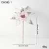 Flores de Navidad nuevas, decoraciones de Navidad, arreglos florales de tela dorada con purpurina de alta gama para árbol de Navidad, flores de malla artificial
