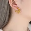 Novos Brincos Geométricos de Aço Titânio Estilo Chinês Retrô Banhados a Ouro Sem Desbotar Contas Redondas Design Criativo Luxo Leve Elegantes Antigos