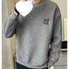 Suéter com padrão texturizado masculino primavera e outono cor sólida maré de outono 2023 gola redonda solta casual roupas masculinas de outono uma geração de cabelo