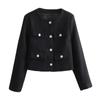 Zatrax-2024 Primavera e Outono Estilo Europeu e Americano Feminino Texturizado Ombro Almofadado Casaco de Gola Redonda