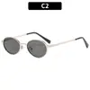 Novos Óculos de Sol Retrô Moda Oval Estilo Hong Kong Metal Óculos de Sol para Homens e Mulheres Proteção Solar Óculos de Sol para Exterior Óculos de Sol de Rede Transfronteiriça