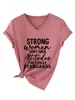 Mulheres fortes não têm Camiseta Feminina V-neck Versátil Simples Amazon eBay Manga Curta