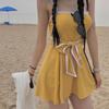 Estilo Ins Coreia do Sul Cinto de Amarração Conservador Tamanho Peito Conservador Cobertura de Carne Saia Modeladora Roupa de Banho Roupa de Banho Feminina para Férias