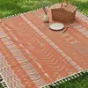 Esterilla de picnic a rayas onduladas verde claro a prueba de humedad con borlas, esterilla de playa de estilo simple y artístico, esterilla para césped, alfombra de sala de estar