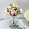 Nuevo ramo de capullos de peonía de color mixto con sensación de alto nivel sosteniendo flores decoración para el hogar, boda, festival flor artificial mango escrito a mano
