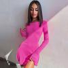 Estilo europeu e americano cross-border roupas femininas outono einverno nova moda simples cor sólida cinta traseira cintura- vestido apertado de comércio exterior atacado