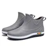 Botas de lluvia de caña corta para hombre transfronterizas para uso todoterreno al aire libre, zapatos de goma ligeros, duraderos y antideslizantes, zapatos de trabajo impermeables para la cocina