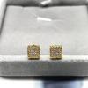 Populares aretes de botón cuadrados de plata esterlina S925 con incrustaciones de circonita, moda nicho transfronteriza, aretes de alta gama para niños y niñas