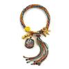 Cuerda de Mano Tibetana Thangka Cuerda de Algodón Enrollada a Mano Pulsera Trenzada Ojo del Dios de la Riqueza de Cinco Vías Zakiram Tara Verde Perla Thangka