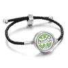 Pulseira de Óleo Essencial de Aromaterapia de Venda Quente Transfronteiriça Liga Difusor de Perfume Pulseira Corda Pulseira de Couro Preto para Homens e Mulheres