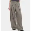 Calça Reta Curva de Botão com Design Retro Americano para Homens e Mulheres, Calça de Perna Larga Desconstruída Estilo Old Money com Toque de Luxo, Calça Casual