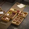 Plato para Pasteles de Té Casero Caja de Almacenamiento de Frutas y Verduras de Bambú Estilo Chino Bandeja Compartimentada para Frutas Secas Caja de Bocadillos para Sala de Té Plato de Frutas