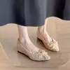 Primer Encuentro Temporada 5cm Aumentador de Altura Punta Francesa Gamuza Tacón Bajo Mujer Primavera/Otoño Versátil Elegante Zapatos Planos de Ballet