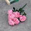 Ramos de Peonías de Siete Cabezas al por Mayor Arreglo de Flores Falsas Accesorios para Boda Hotel Decoración Forma de Fila Flor Artificial al por Mayor