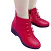 2025 Nuevas Botas de Cuero para Mujer de Tacón de Cuña Otoño e Invierno Botines Delgados Botas de Terciopelo Cómodas de Algodón para Mamá Botas Versátiles para Mujer