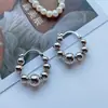 Brincos simples atmosféricos redondos com contas geométricas de alto nível para meninas em viagens diárias, brincos de moda para combinar com joias