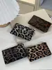 Bolsa de moedas ultrafina simples com zíper curto e internacional, nova bolsa para moedas com estampa de lichia e leopardo para identidade e moedas