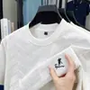 Camiseta Masculina Jacquard Bordada com Logo de Pônei, Gola Redonda, Manga Curta, Cor Lisa, Respirável, Estilo Novo para o Verão 2026