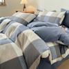 Conjunto de Cama Quatro Peças Algodão Puro Algodão Lavado Algodão Puro Dormitório Estudantil Xadrez Capa de Edredom Solteiro Conjunto de Cama Três Peças Respirável
