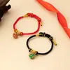 Pulsera Colgante de Calabaza Esmaltada Tejida a Mano, Pulsera de Cuerda Roja para Hombres y Mujeres, Pulsera Tejida para Parejas, Regalo de Buena Suerte