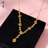 Loja de Ouro Mesmo Estilo Areia Dourada Gelo Triturado Cintilante Coração Pequena Barra de Ouro Colar Estilo Popular Feminino Fique Rico Logo Corrente da Clavícula Atacado