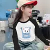 Camiseta Térmica de Cuello Redondo para Niñas, Ropa Interior de Manga Larga Raglán para Niños Medianos y Mayores, Moda Otoño/Invierno, Trendy