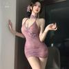 Xianyi Lingerie Erótica Novo Estilo Chinês Transparente Botão Roxo Cheongsam Sedutor Sexy Roupa de Dormir Sem Remoção para Cama 938