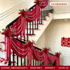 Juego de decoración para pasamanos de escalera de boda, cortina colgante decorativa floral de tela artificial, suministros de decoración para habitación de boda, arreglo para pasamanos de escalera