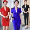 Aeromoça Recepção de Hotel Atendimento ao Cliente Roupas de Trabalho Terno Feminino Atendente Ferroviário Uniforme de Trabalho Terno de Manga Curta