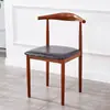 Cadeira de Jantar Nórdica Simples Cadeira de Restaurante Banqueta de Lazer para Casa Encosto Madeira Maciça Falsa Ferro Forjado Cadeira Chifre de Boi