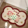 Alfombra Absorbente de Baño Tejida de Lana Sintética Alfombra de Piso de Dibujos Animados Felpudo de Baño Felpudo de Prueba de Baño Alfombra Antideslizante para Puerta
