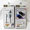 Cable de datos trenzado de un a tres colores en caja con pantalla digital, cable de carga en codo para embalaje, caja blíster, cordón para teléfono móvil, caja de alambre perforado