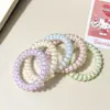 Elástico de Cabelo Fio de Telefone Colorido, Corda de Cabelo Fresca e Simples para Rabo de Cavalo Alto Estilo Fofo, Pulseira de Elástico de Cabelo Transparente Sem Costura