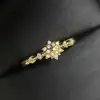 Anillo de Diamante Versa Romántico Copo de Nieve Invierno Chapado en Oro Real de 18K Microincrustado Diamante Triturado Elegante Simple Anillo Abierto