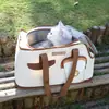 Bolsa de viaje para mascotas, transportadora de gatos, bolsa portátil para gatos, bolso de hombro para perros pequeños con cabeza abierta, accesorios para perros portátiles y transpirables