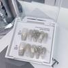 Pegatinas de Uñas Postizas Metálicas 3D de Ala de Mariposa Líquida con Pedrería de Lujo Hechas a Mano
