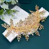 Piezas de Taladro Hechas a Mano con Pedrería Europea y Americana, Diadema de Pelo Prensado de Alta Gama Color Champán, Corona de Pelo de Perlas, Accesorios para Fiesta de Bodas Dz324
