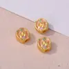 Cuentas Espaciadoras de Flor de Loto Caqui con Goteo de Aceite Chapadas en Oro Antiguo para Pulsera Collar Hecho a Mano Joyería Colgante Cuentas Sueltas Accesorios