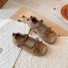 Zapatos de princesa con temática de bosque para niñas, lazo de terciopelo retro, cierre de velcro, suela suave, estilo Mary Jane, planos de punta poco profunda para niños pequeños y bebés