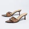 Sandalias de Verano para Mujer de Tacón Alto Stiletto Deslizables Puntiagudas con Punta Abierta Casual Transfronterizas Aliexpress 2025