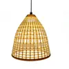 Nova luminária de cesta de bambu para exterior transfronteiriça, luminária pendente vintage tecida em bambu, luminária de cesta de bambu decorativa para camping em arte de rattan, luminária tecida em bambu atmosférica