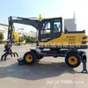 Escavadeira de Rodas de 8 Toneladas Motor a Diesel, Escavação de Valas, Nivelamento de Estradas, Escavadeira, Garra Rotativa para Madeira