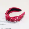 Argola de Pérola e Strass Europeia e Americana para o Dia dos Namorados Tecido Kink de Luxo Leve Argola para Cabelo Topo Craniano Alto Touca para Lavar o Rosto